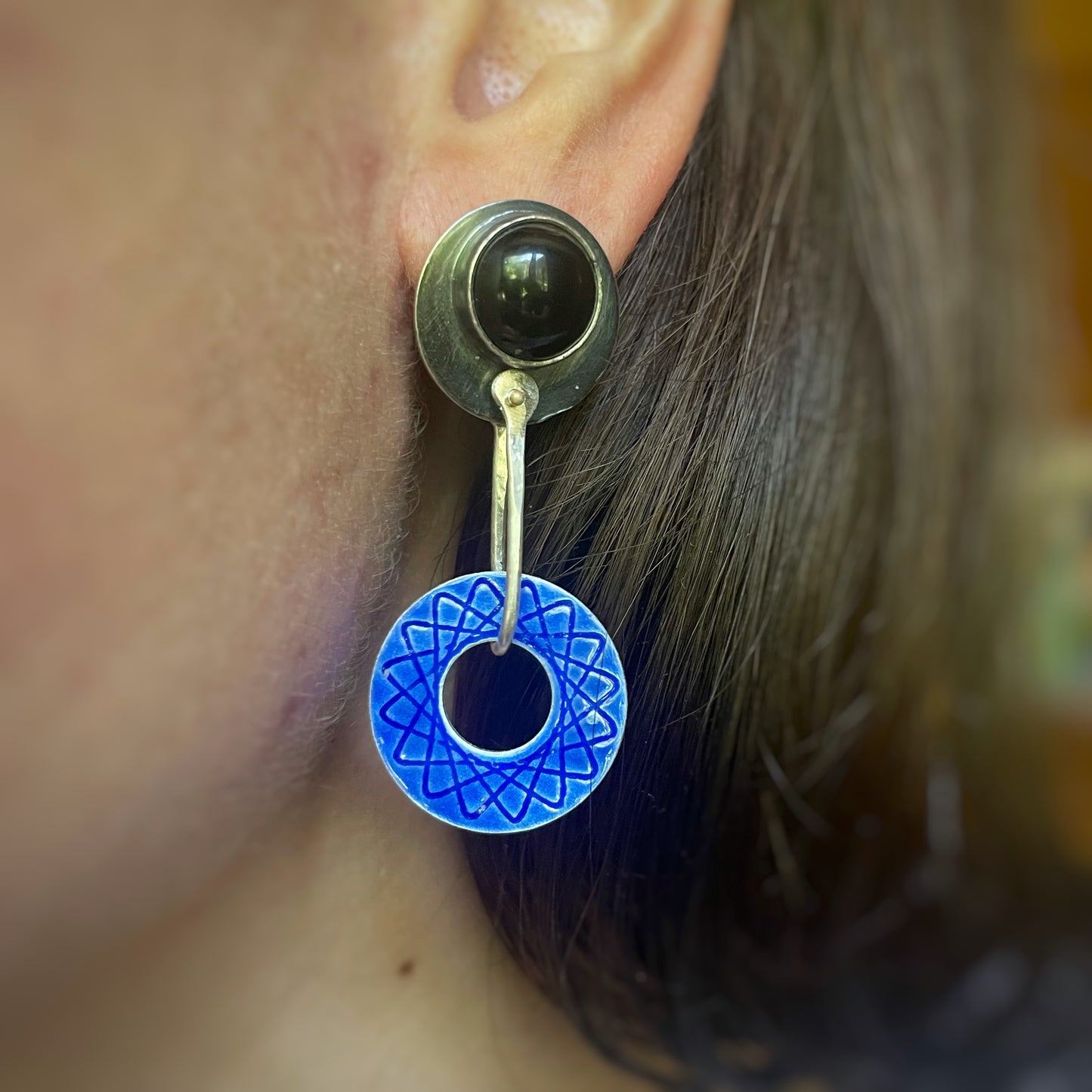 Black and Blue Spirograph Earrings