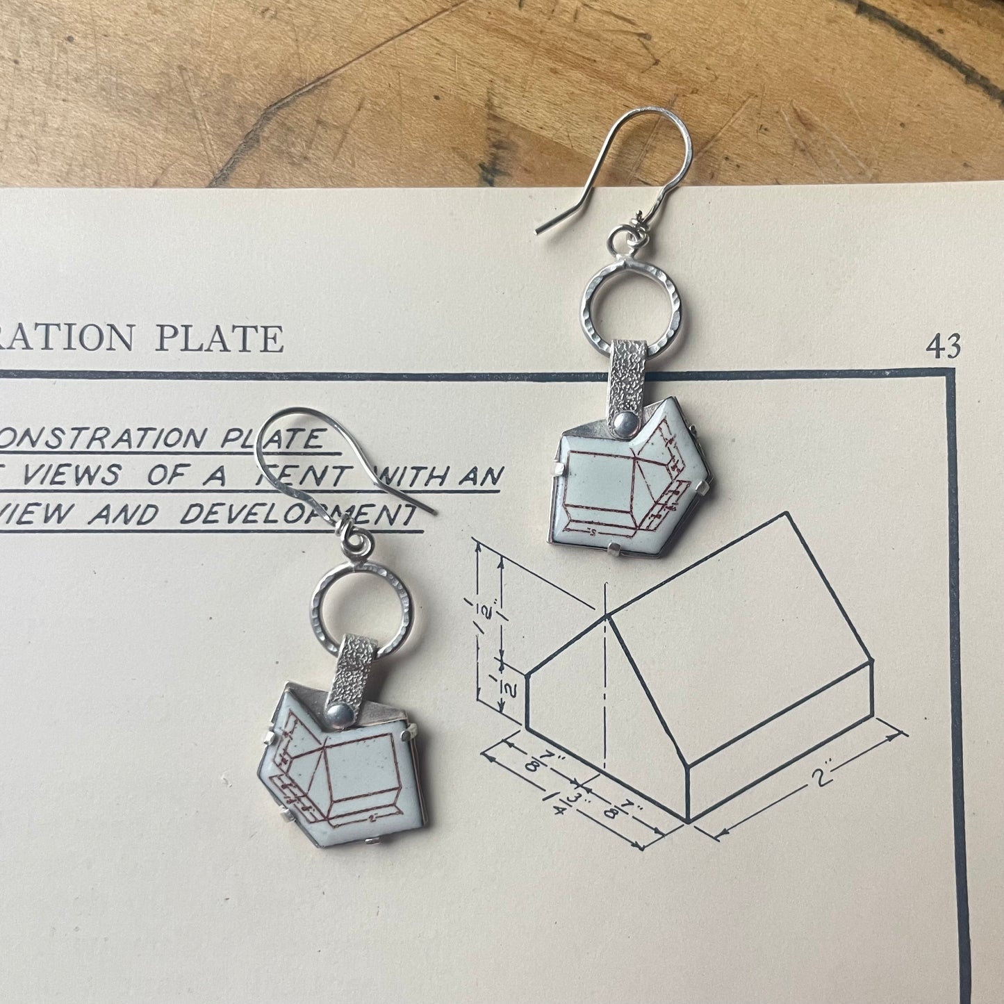 Mechanical Drawing Tent Earrings