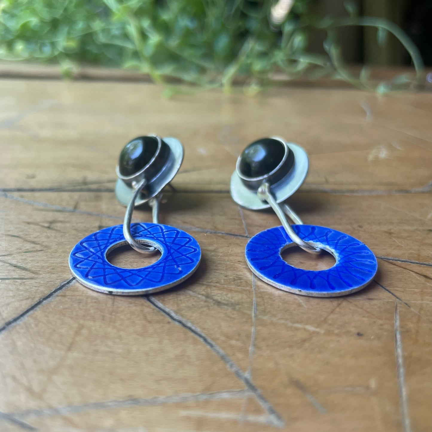 Black and Blue Spirograph Earrings