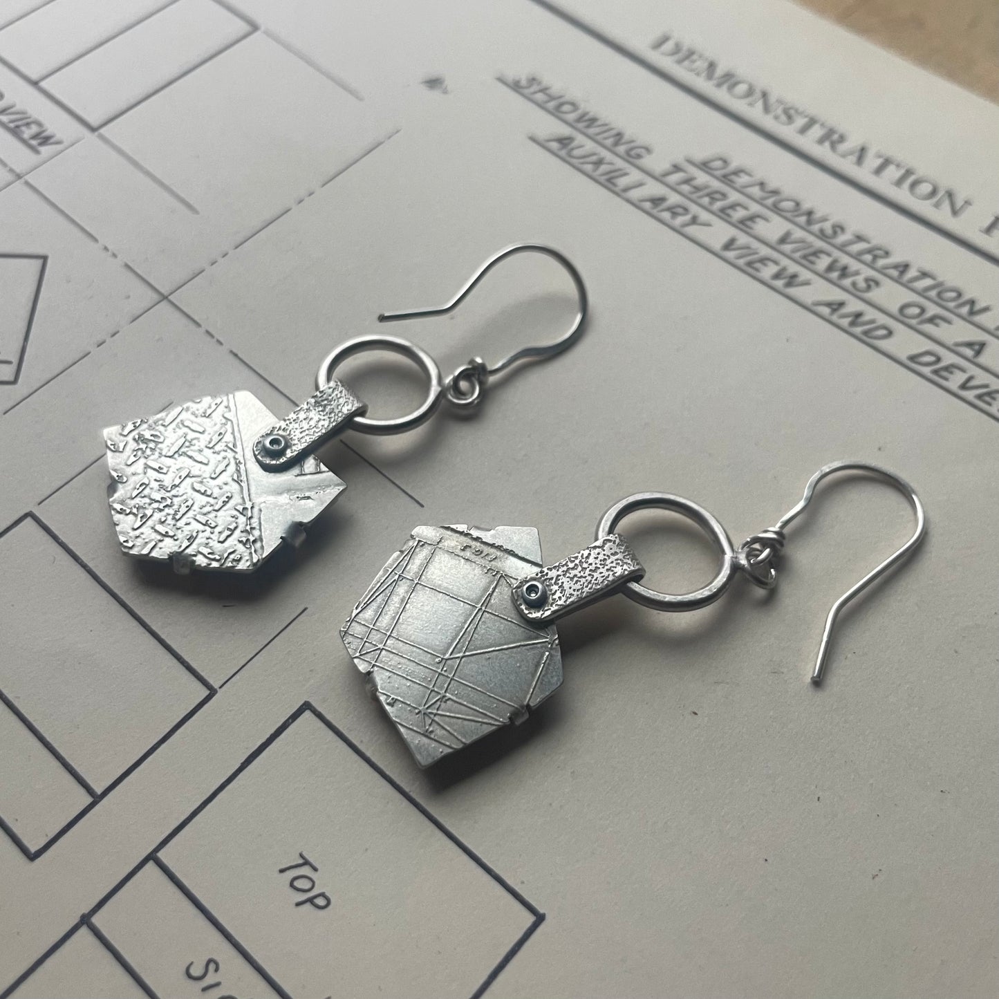 Mechanical Drawing Tent Earrings