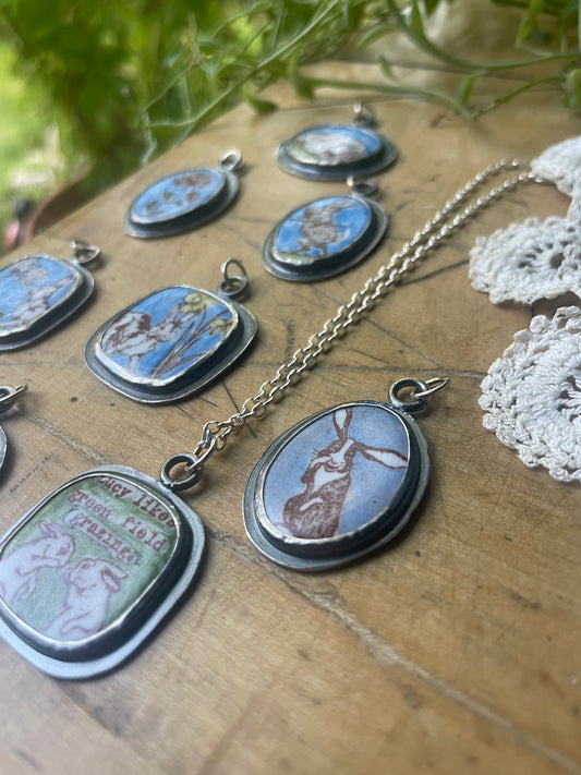 Enamel Bunny Pendants