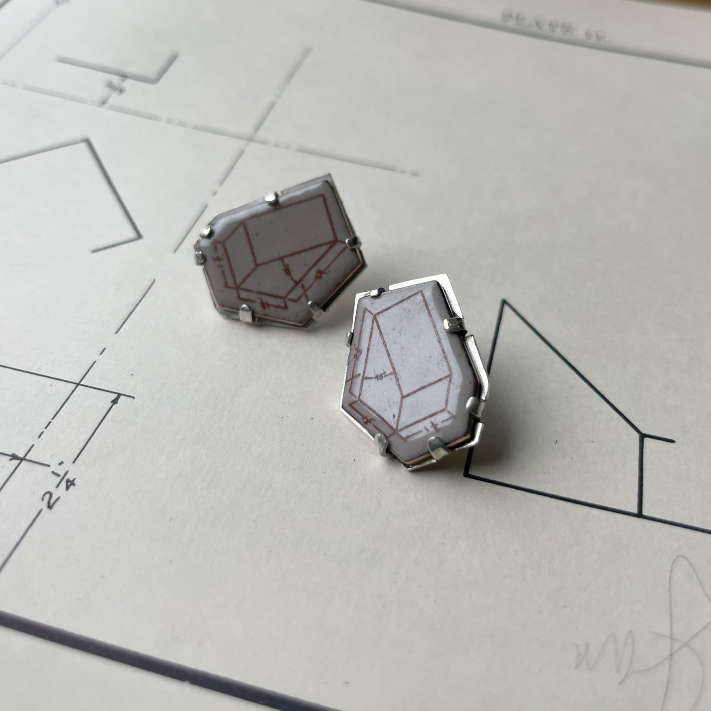 Beveled Block Post Earrings