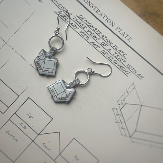 Mechanical Drawing Tent Earrings