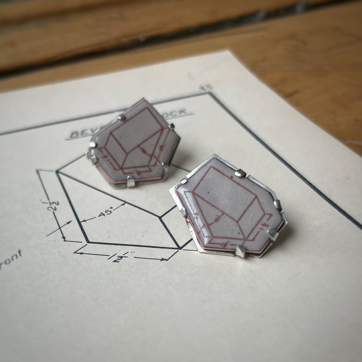 Beveled Block Post Earrings